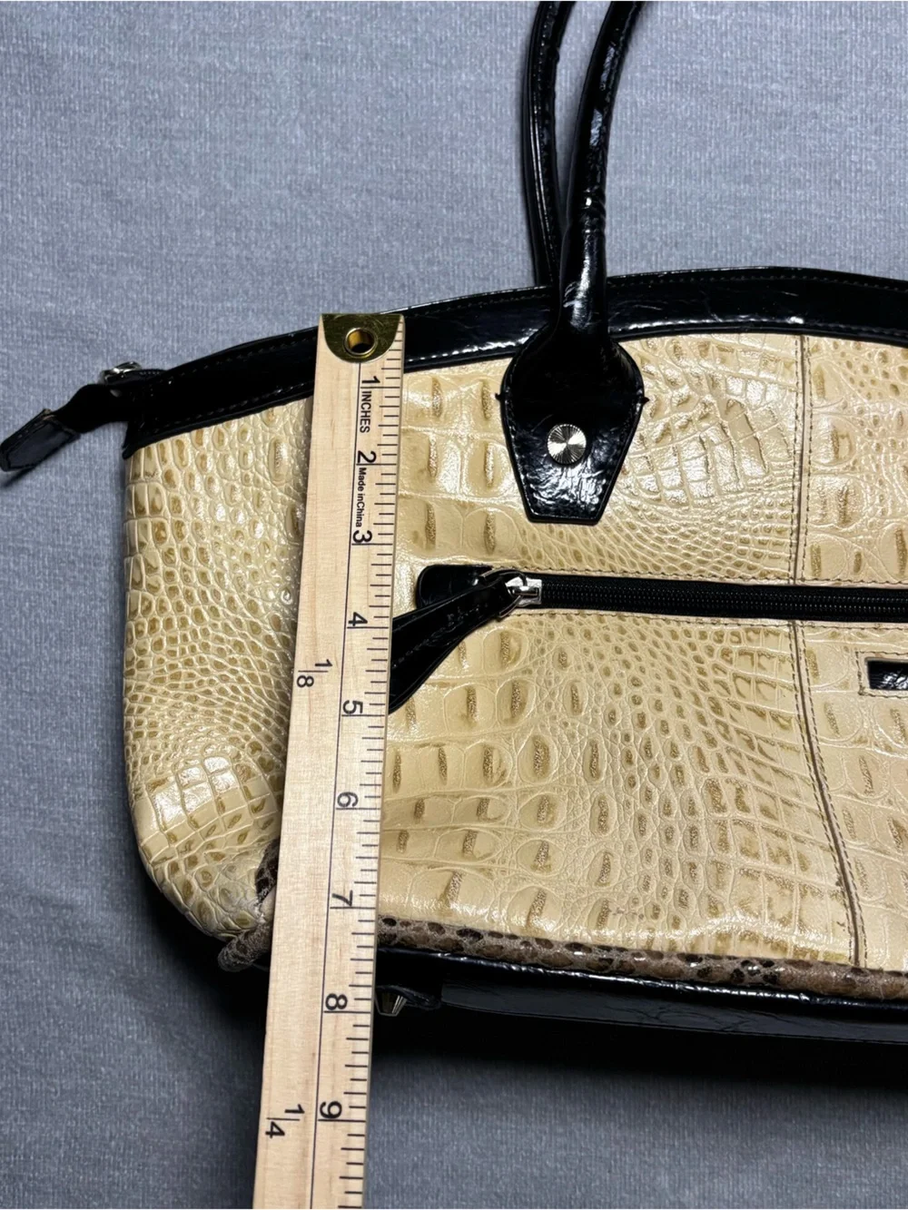 Snakeskin Satchel Handbag Cream Black Brown Y2K Office Chic Purse